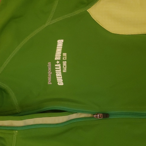 Patagonia Lime Green Polartec Power Dry Running club Zip Up Jacket - Picture 3 of 5